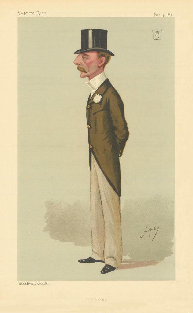 VANITY FAIR SPY CARTOON Sir Henry Meysey-Thompson 'Coaching' carriages 1887